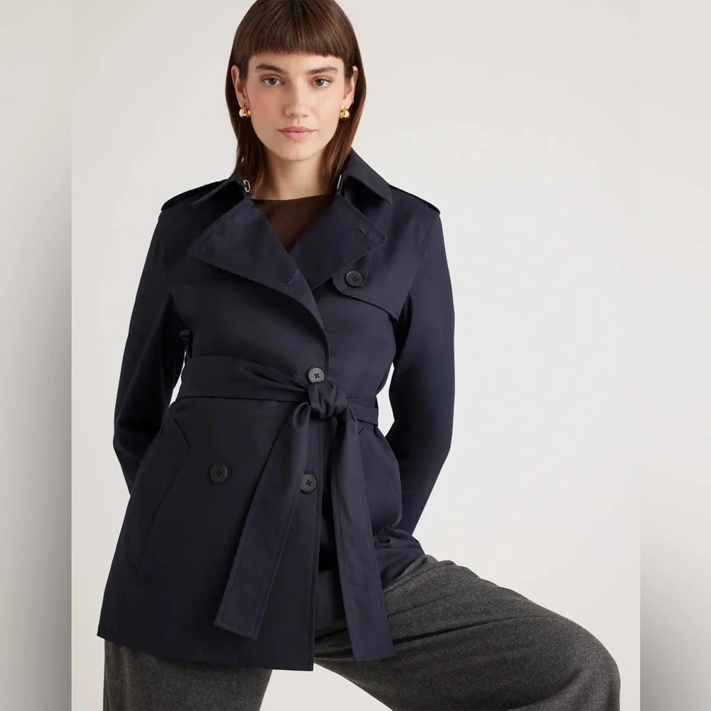 Quince Navy Trench Coat - Picture 1 of 7